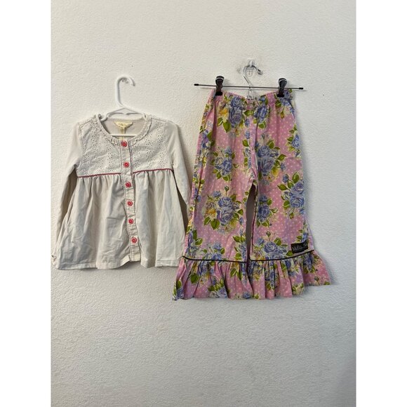Matilda Jane Good Hart maple sugar ruffle pants & Oce upon a time frosted top gi - Picture 2 of 8